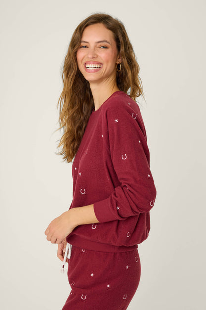 Hold Your Horses Horseshoe Embroidered Sweatshirt