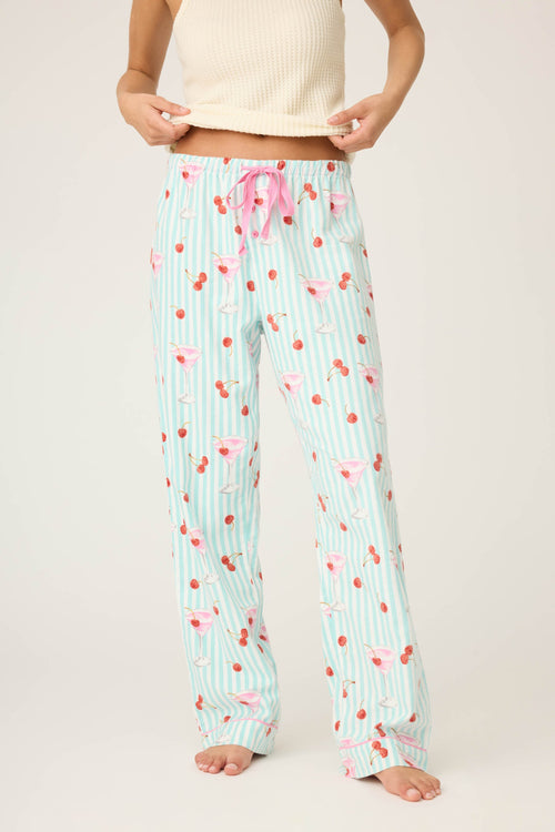 Ma Cherie Cherry Print Flannel Pants