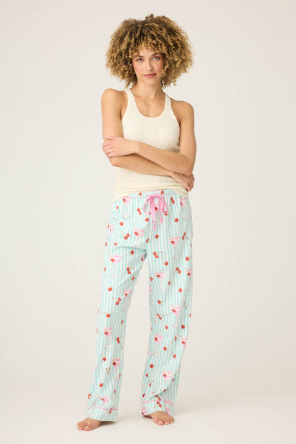 Ma Cherie Cherry Print Flannel Pants