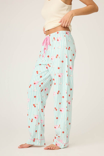 Ma Cherie Cherry Print Flannel Pants