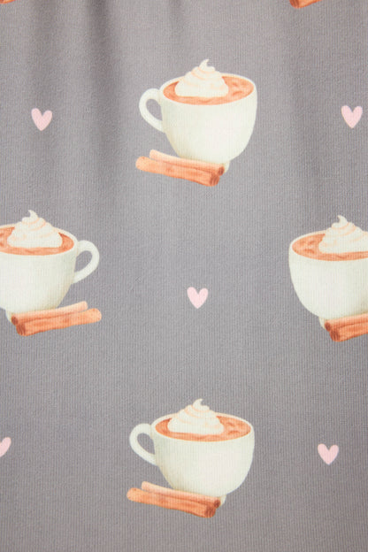 Love You A Latte Coffee Print Long Sleeve Top