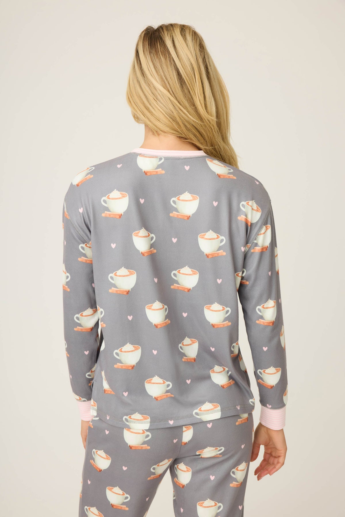 Love You A Latte Coffee Print Long Sleeve Top