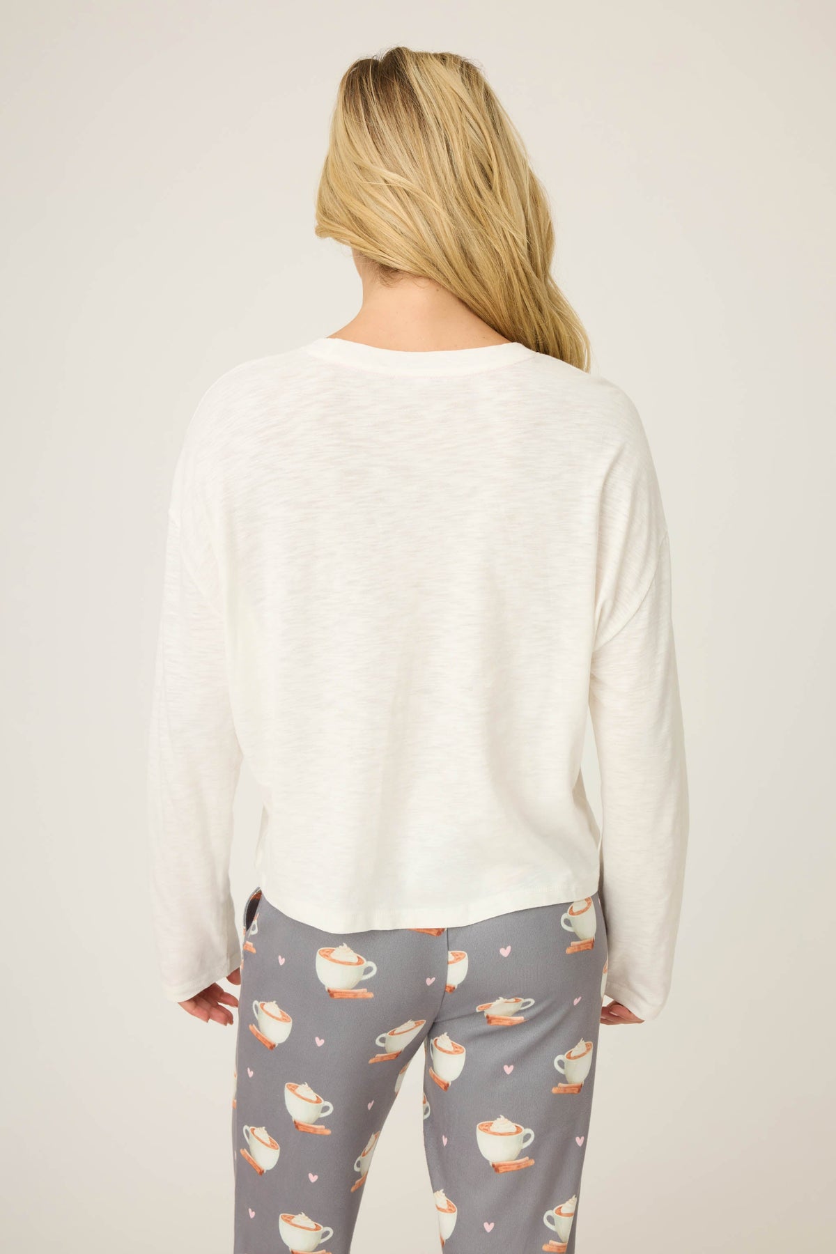 Love You A Latte Coffee Print Long Sleeve Top