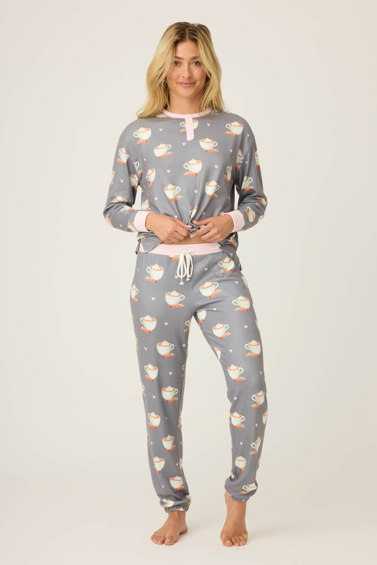 Love You A Latte Coffee Print Banded Pant