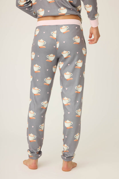 Love You A Latte Coffee Print Banded Pant