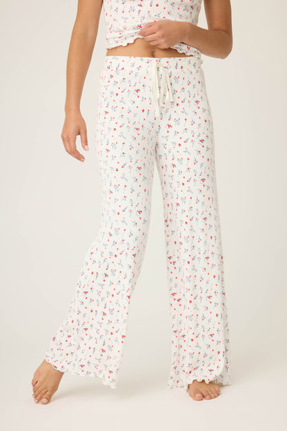 La Rose Ditsy Floral Print Open Leg Pants