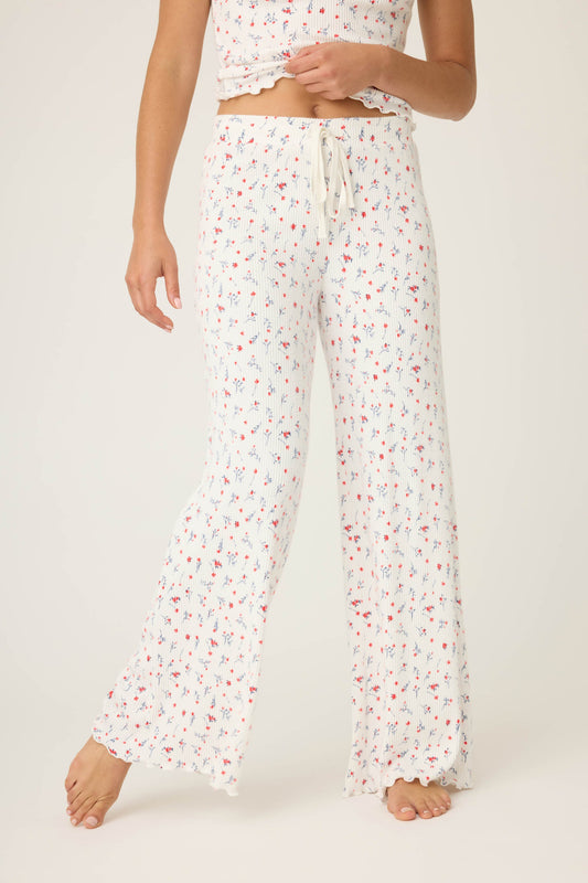 La Rose Ditsy Floral Print Open Leg Pants