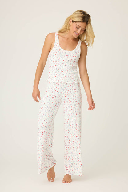 La Rose Ditsy Floral Print Open Leg Pants