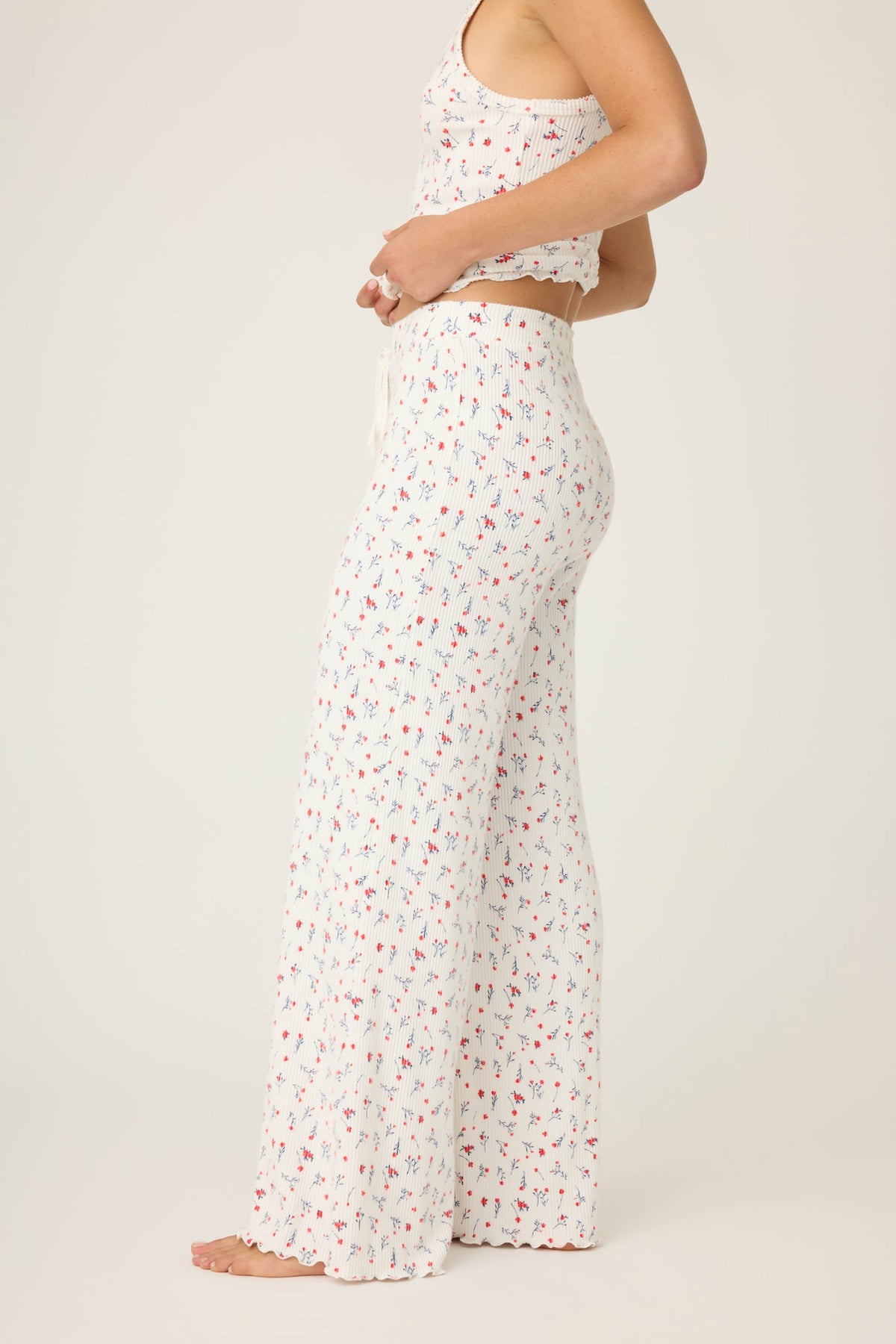 La Rose Ditsy Floral Print Open Leg Pants