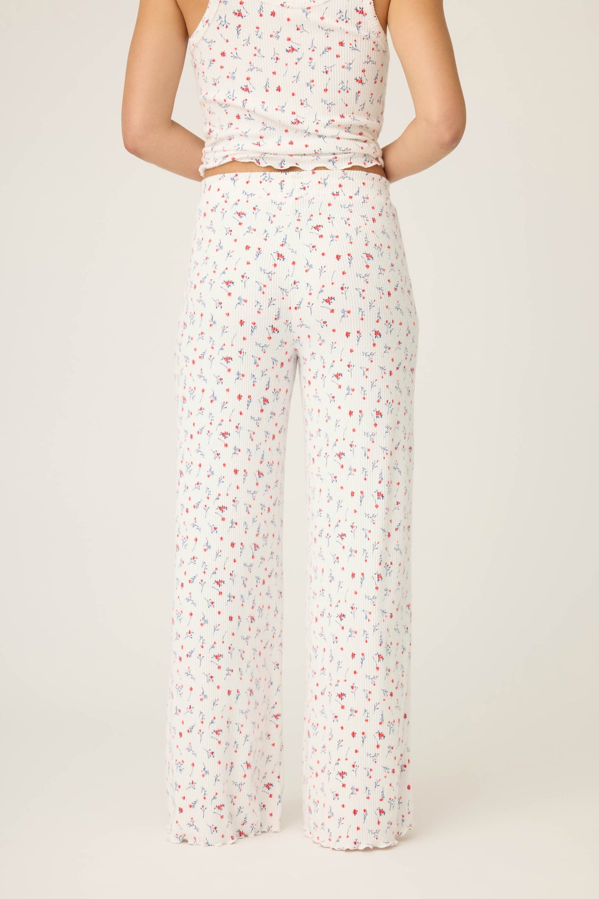 La Rose Ditsy Floral Print Open Leg Pants