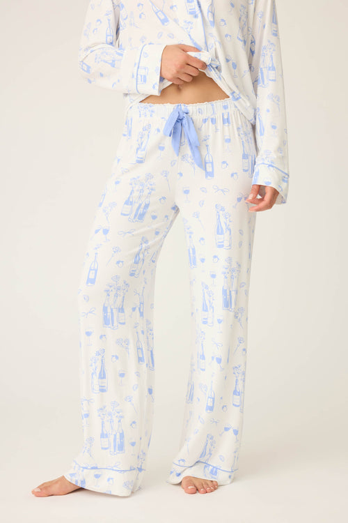 Parisian Dreams Whimsical Print Open Leg Pant