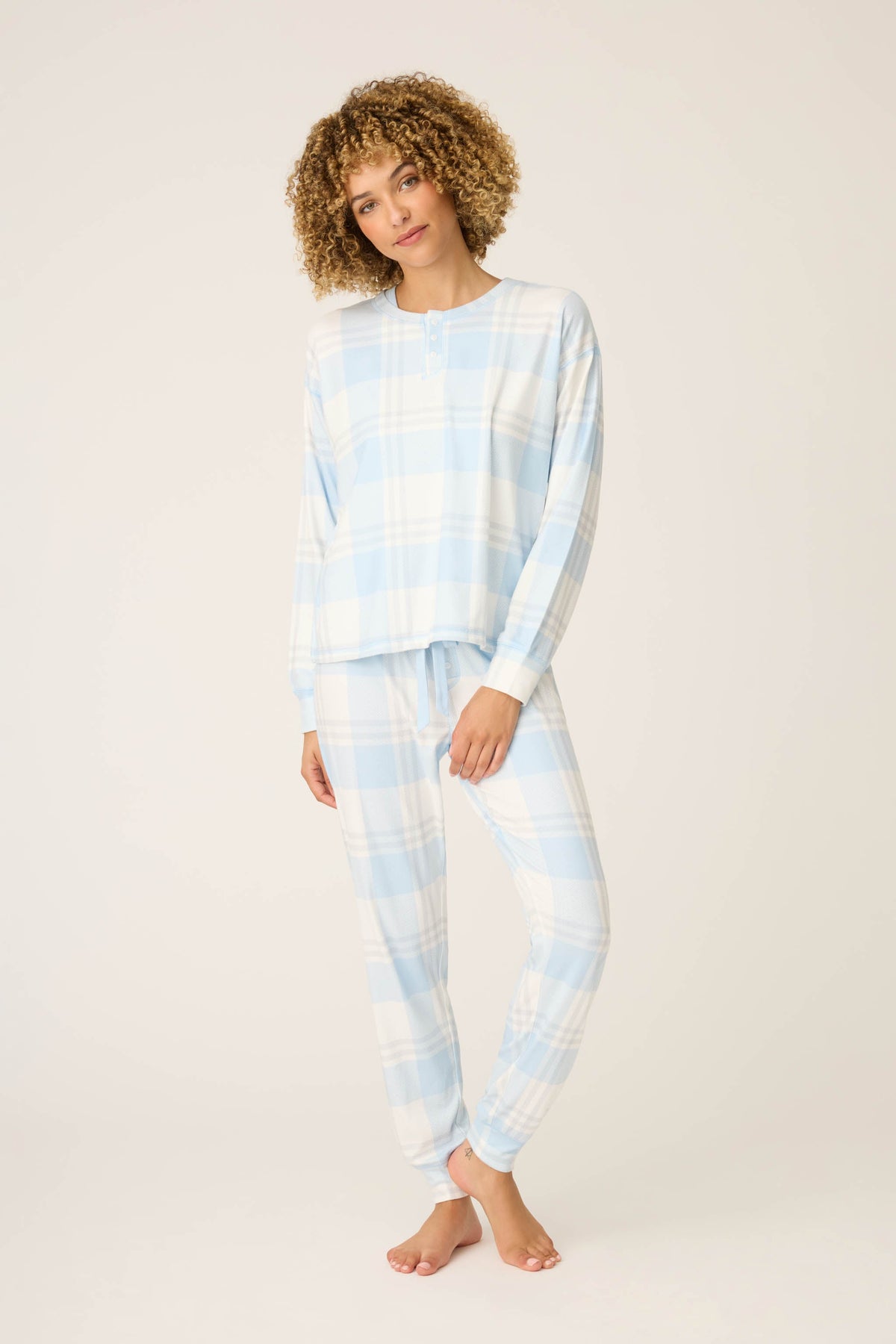 Pointelle Essentials Plaid 4-Piece Loungewear Set