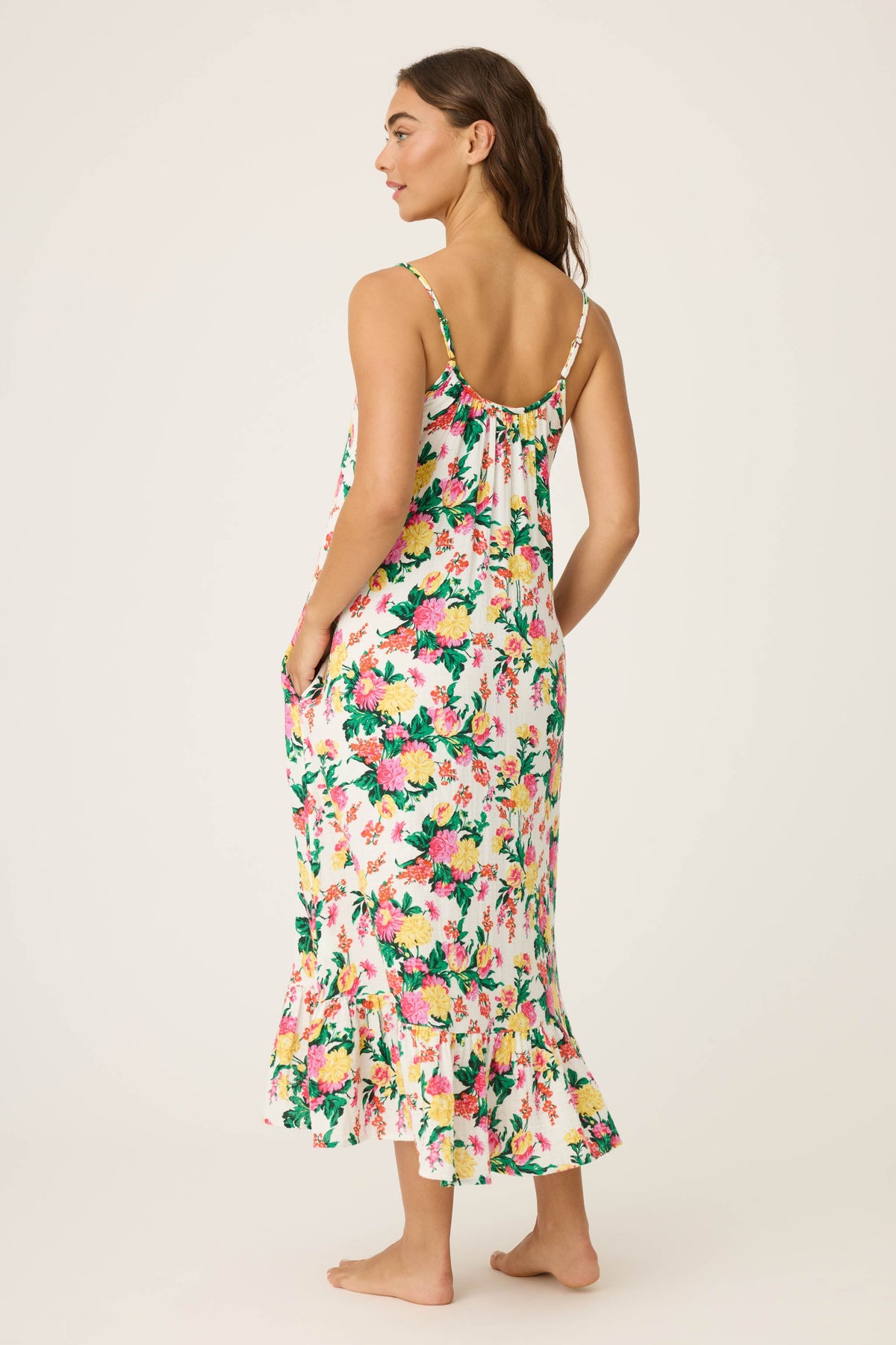 Tropical Floral Print Midi Dress