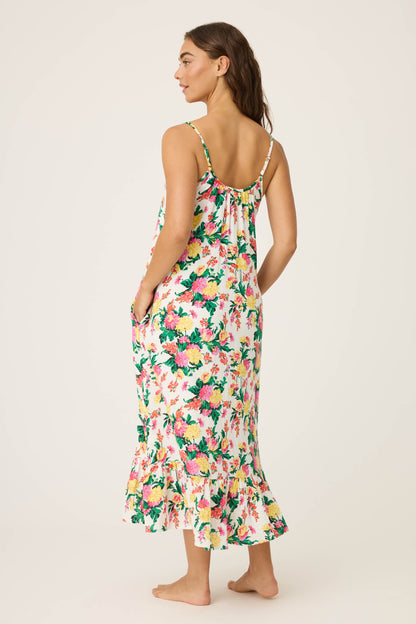 Tropical Floral Print Midi Dress