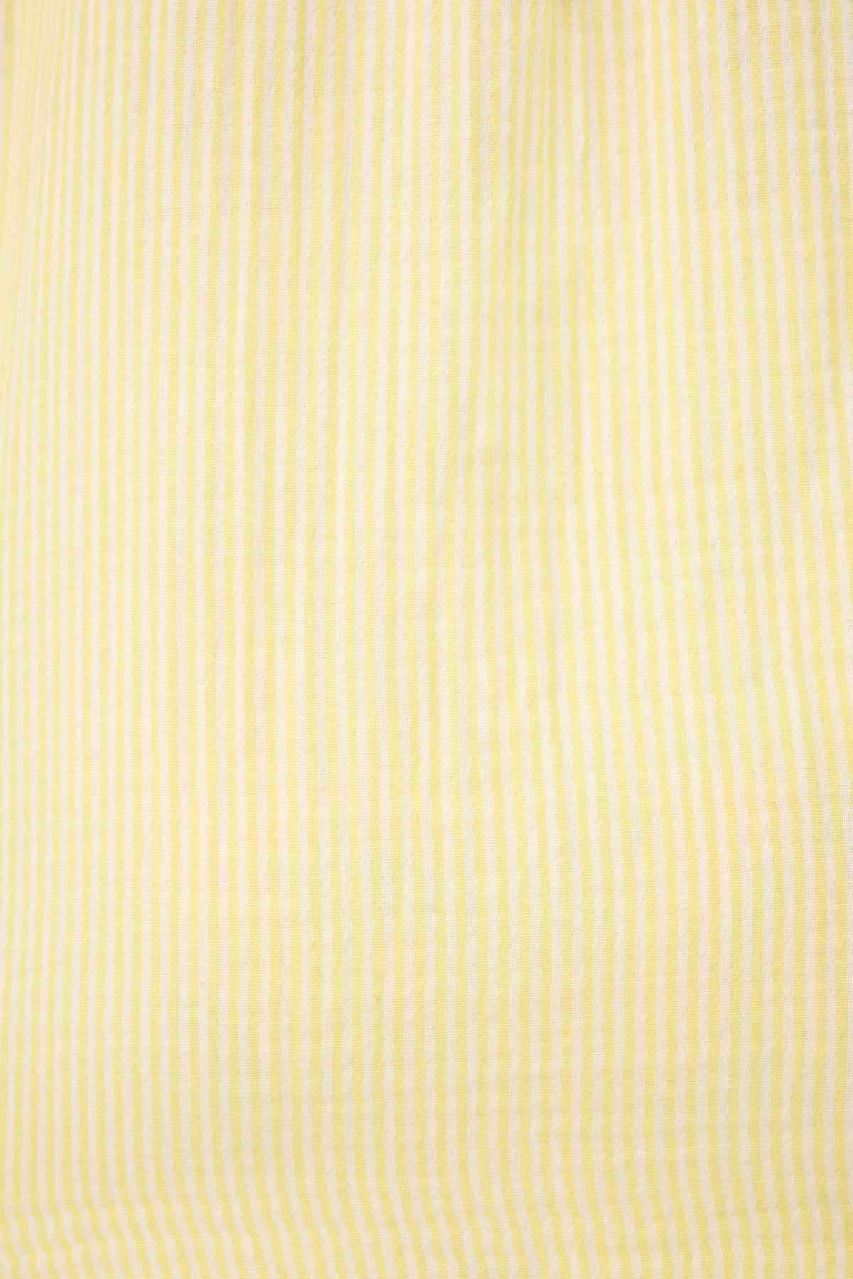 Yellow Stripe Long Sleeve Cotton Gauze Top