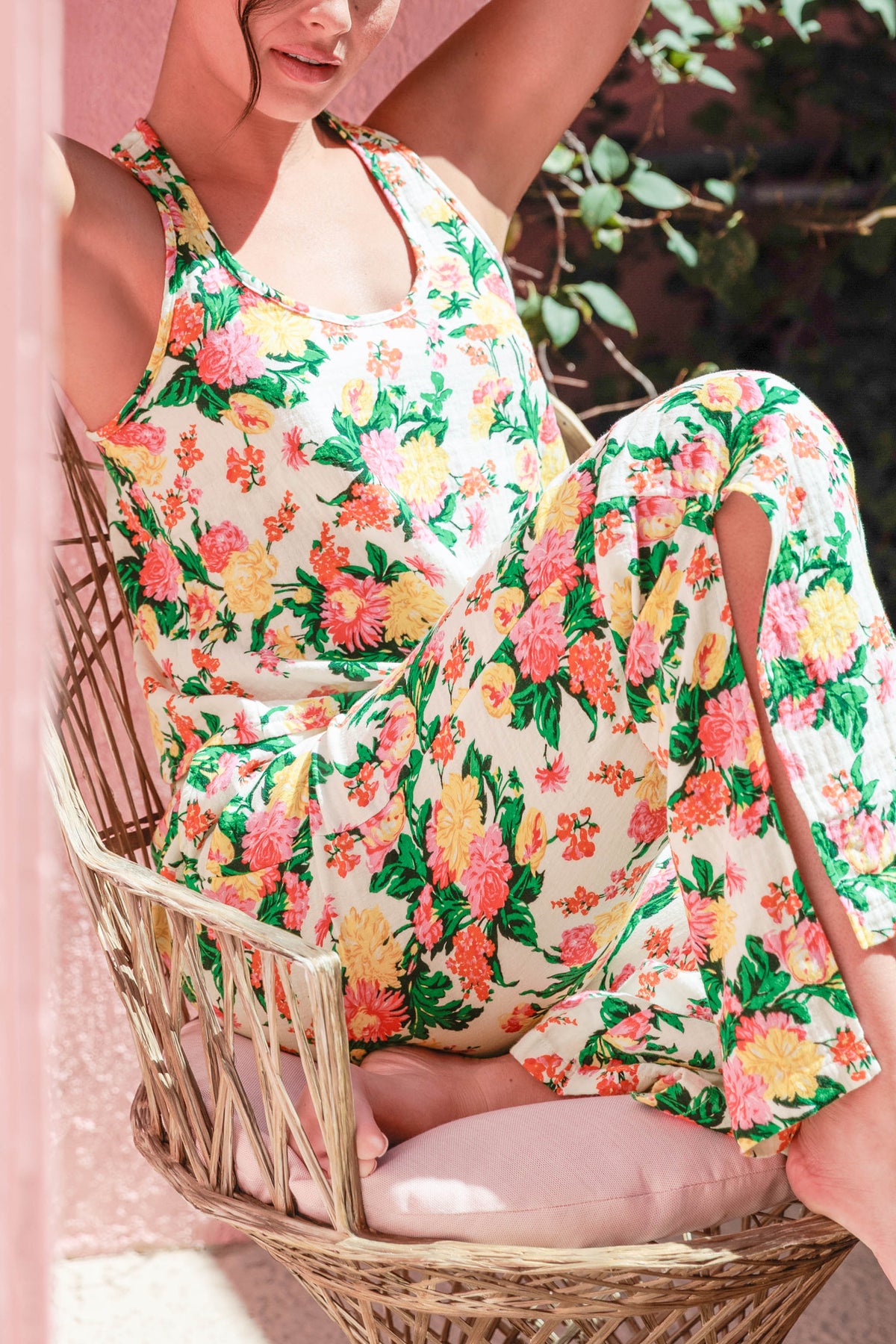 Tropical Floral Print PJ Set