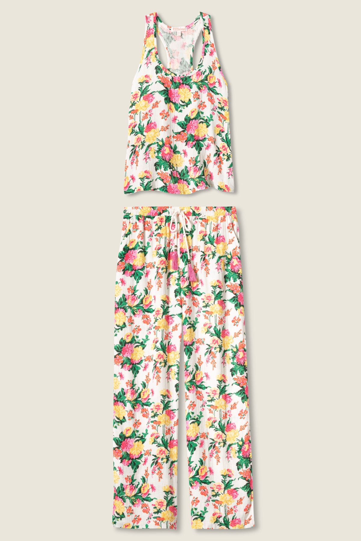 Tropical Floral Print PJ Set