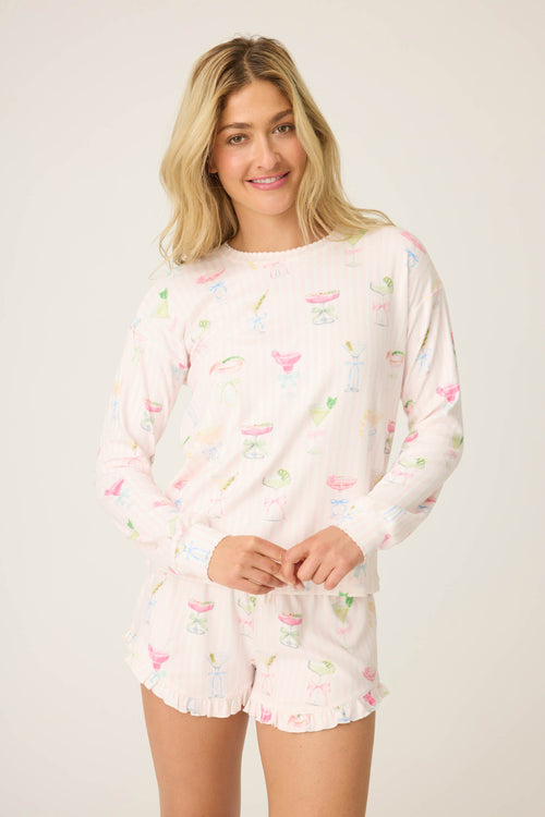 Pretty Punch Cocktail Print Long Sleeve Top