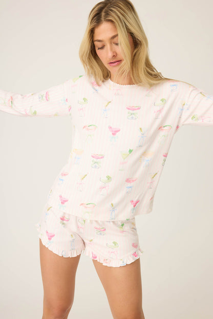 Pretty Punch Cocktail Print Long Sleeve Top