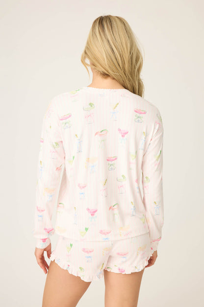 Pretty Punch Cocktail Print Long Sleeve Top