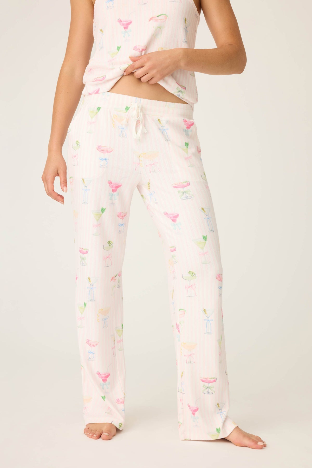 Pretty Punch Cocktail Print Open Leg Pants