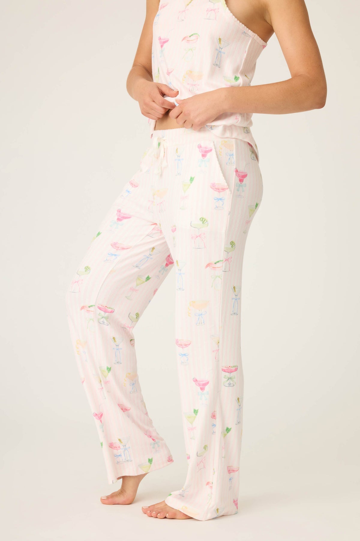 Pretty Punch Cocktail Print Open Leg Pants