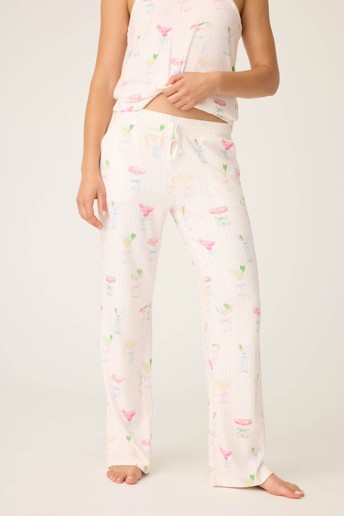 Pretty Punch Cocktail Print Open Leg Pants