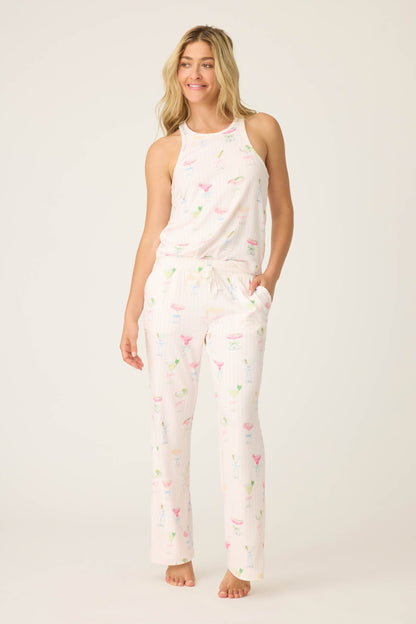 Pretty Punch Cocktail Print Open Leg Pants