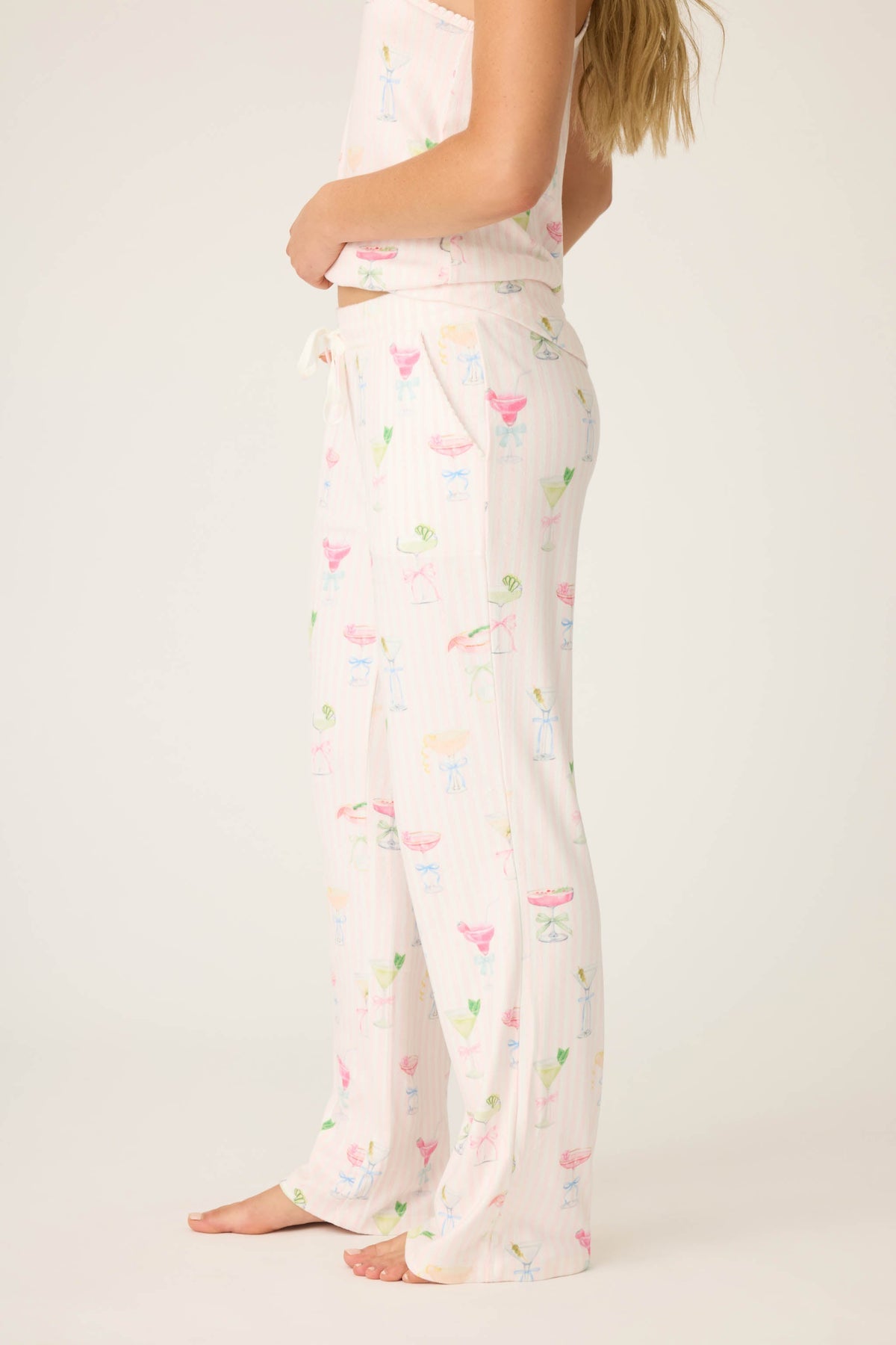Pretty Punch Cocktail Print Open Leg Pants