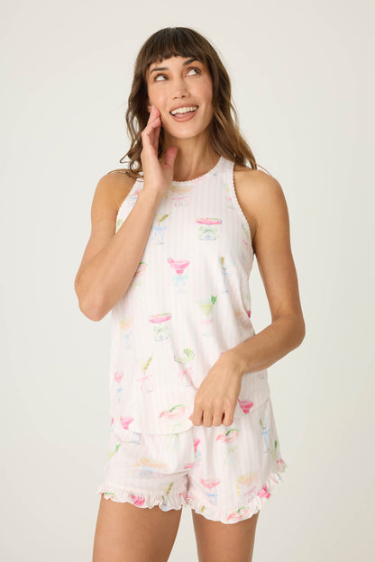 Pretty Punch Cocktail Print Racerback Tank Top