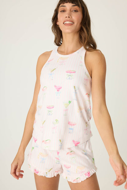 Pretty Punch Cocktail Print Racerback Tank Top