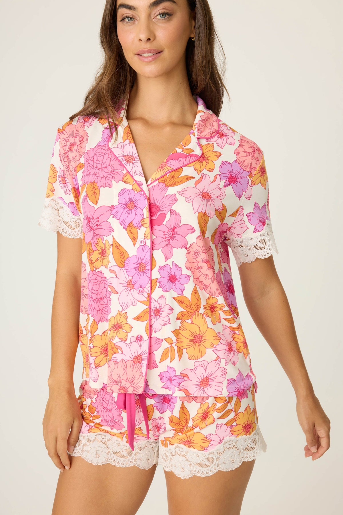 Sweet Dreams Floral Print Modal Short Sleeve Top