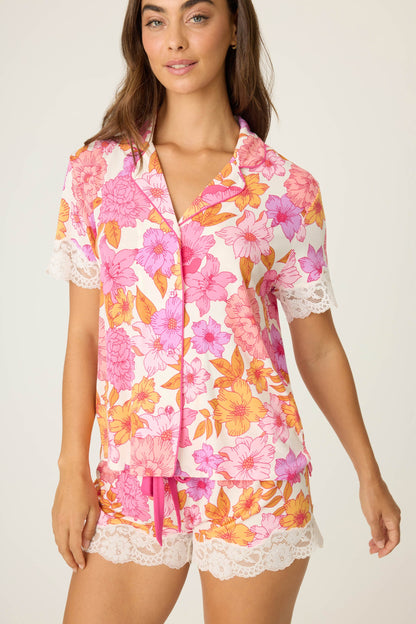 Sweet Dreams Floral Print Modal Short Sleeve Top