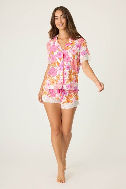 Sweet Dreams Floral Print Modal Short Sleeve Top