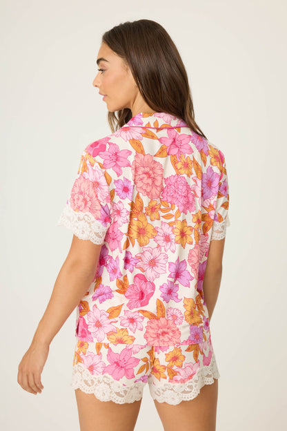 Sweet Dreams Floral Print Modal Short Sleeve Top