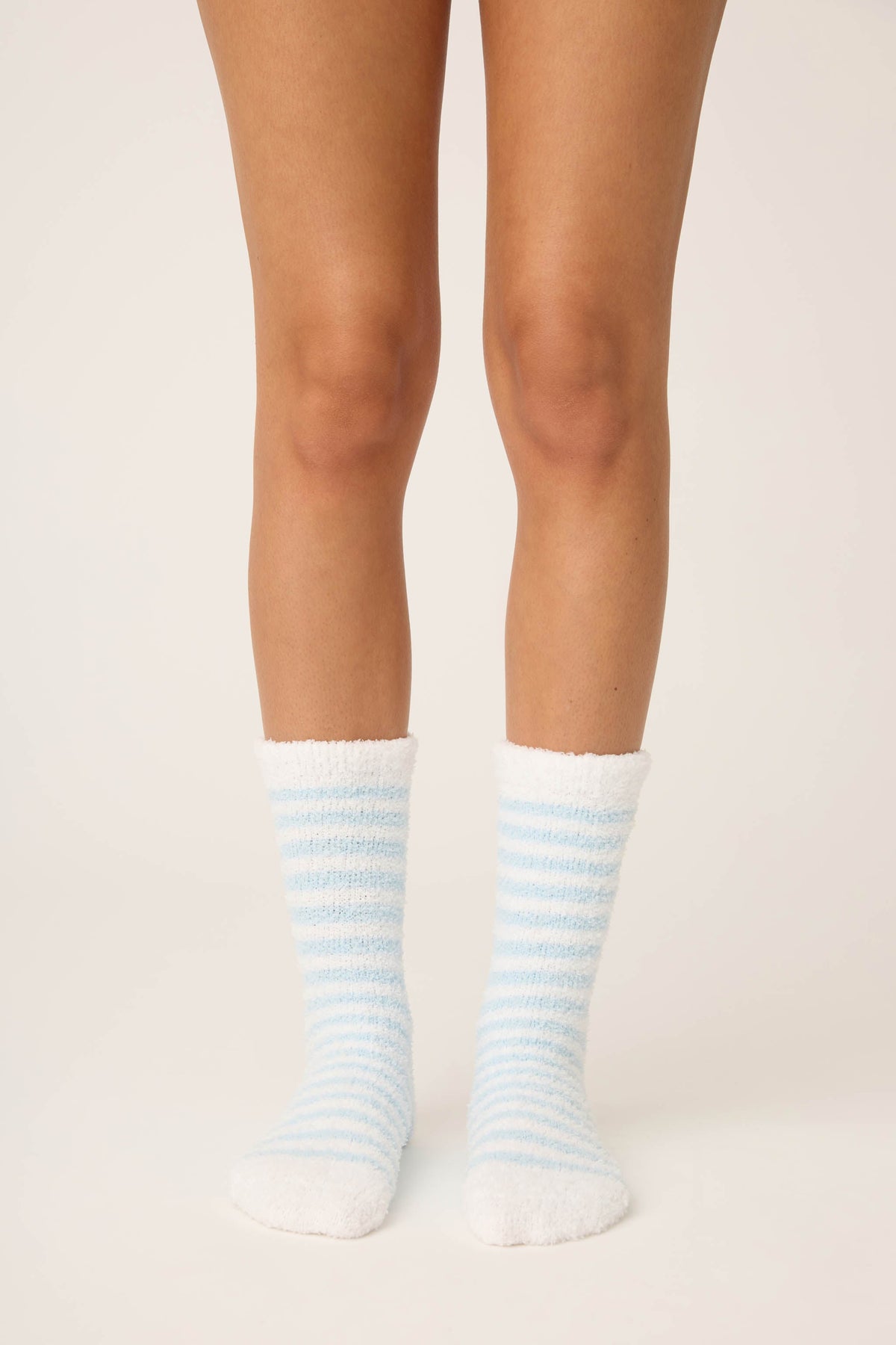 Striped Christmas Tree Fuzzy Crew Socks