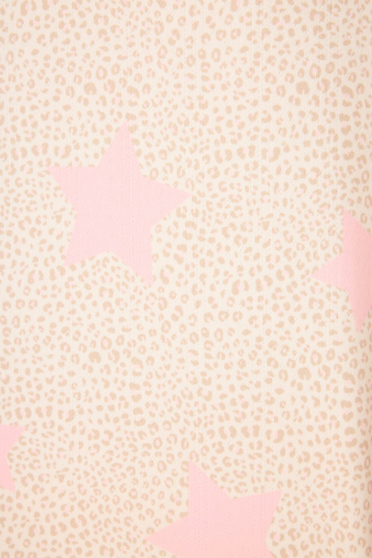 Stay Wild Leopard & Star Print Pointelle Long Sleeve Top