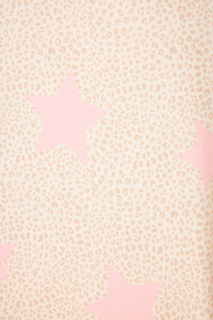 Stay Wild Leopard & Star Print Pointelle Long Sleeve Top