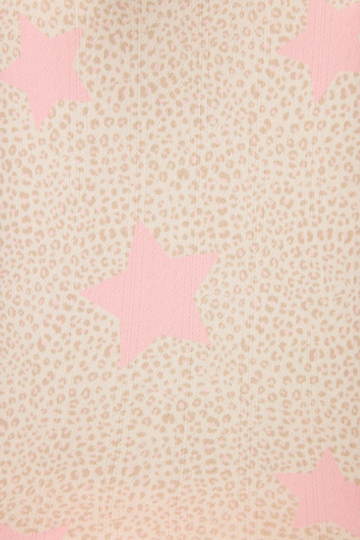 Stay Wild Leopard & Star Print Pointelle Fitted Long Sleeve Top