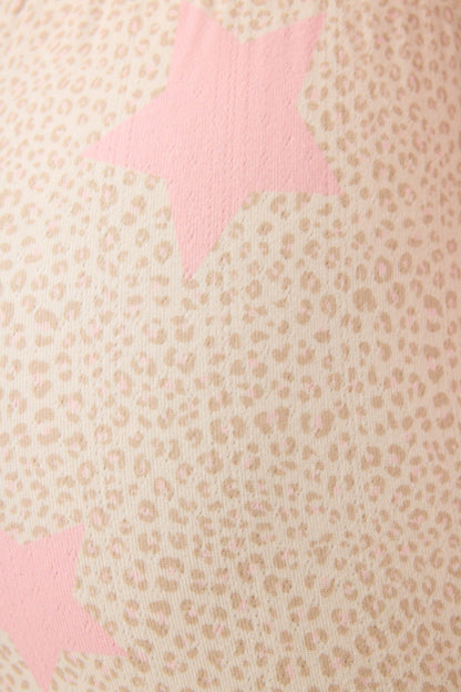 Stay Wild Leopard & Star Print Pointelle Banded Pants