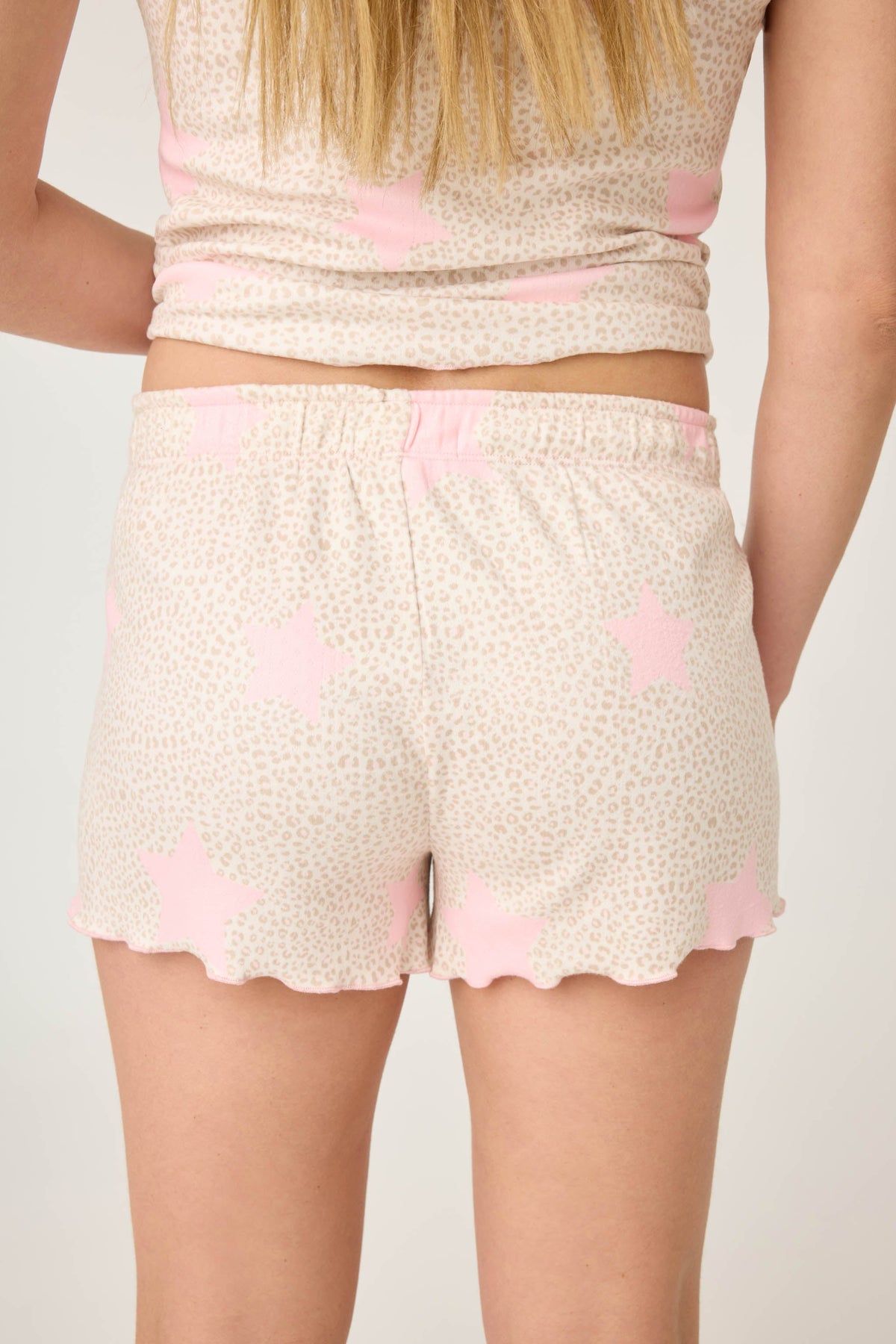Stay Wild Leopard & Star Print Pointelle Shorts