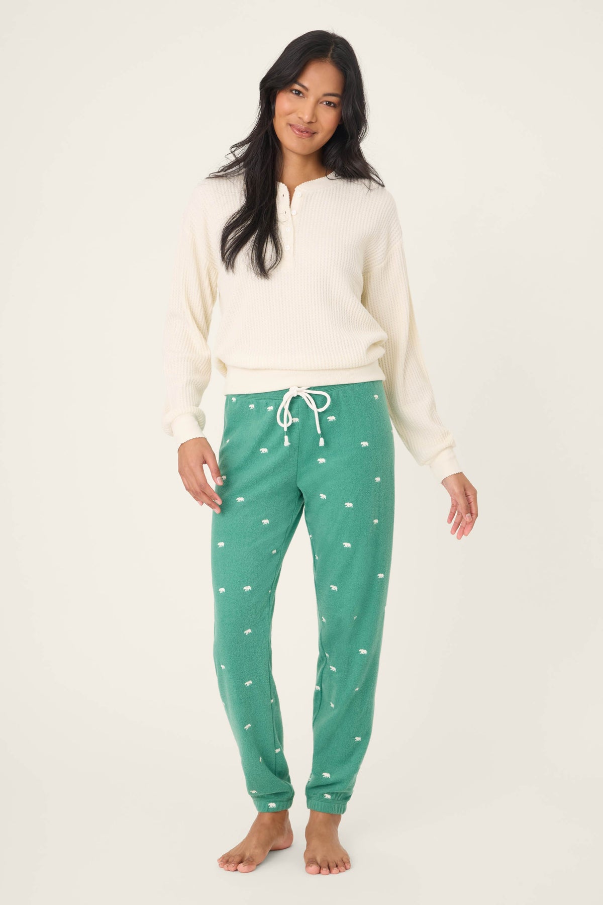 The Outsider Embroidered Bear Fleece Banded Pants