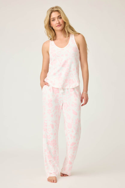 Wild Flower Western Print Pointelle Fitted Tank Top