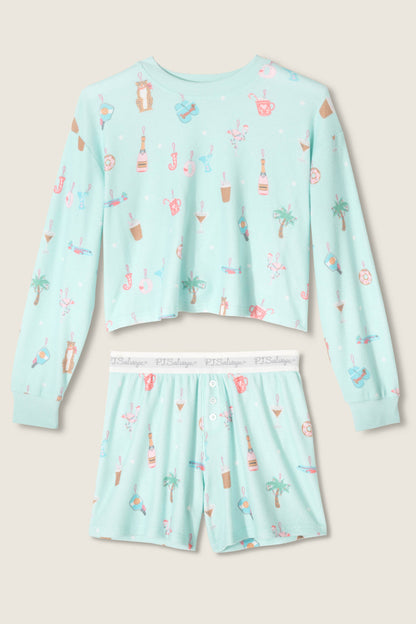 Boyfriend Boxer Ornament Print Shorts Set