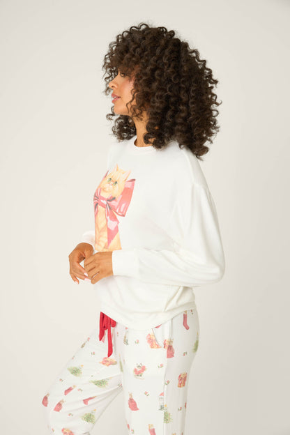 Feline Festive Cat Print Sweater