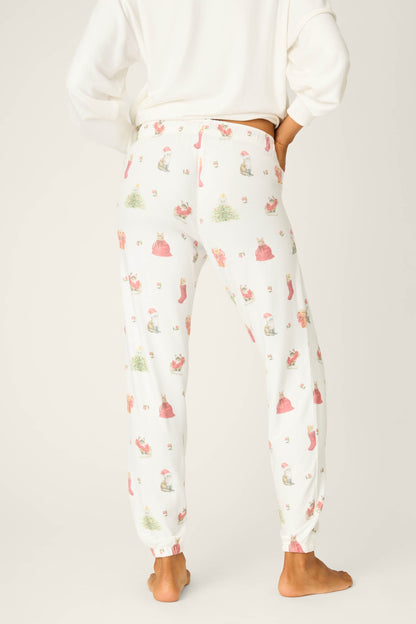 Feline Festive Cat Print Banded Pants