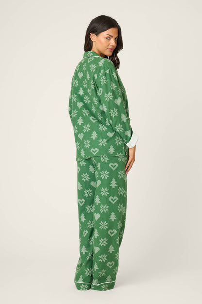 4-Piece Tree & Heart Print Flannel Gift Set