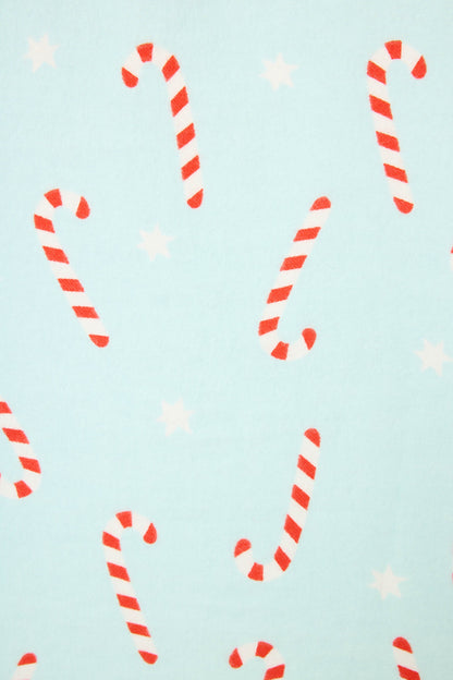 4-Piece Candy Cane Print Flannel Gift Set