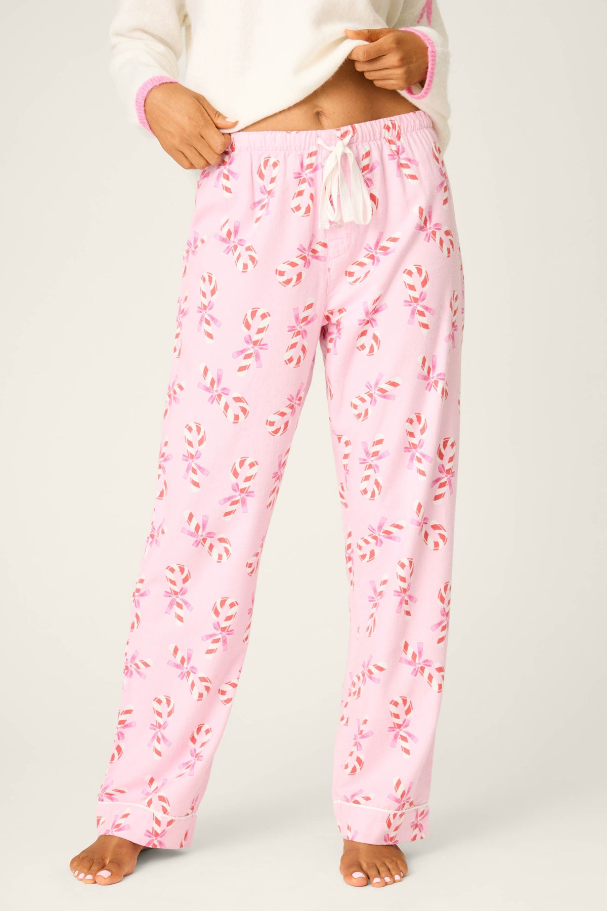 Sweeter Than Sugar Candy Cane Print Flannel Pants