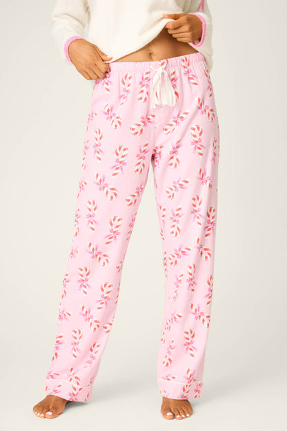 Sweeter Than Sugar Candy Cane Print Flannel Pants